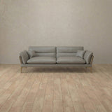 Top Grain Leather::Modern Italian Leather Sofa 2 Seater  Stone Top Grain Leather