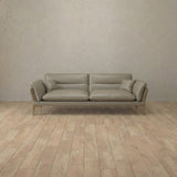 Top Grain Leather::Modern Italian Leather Sofa 2 Seater  Taupe Top Grain Leather