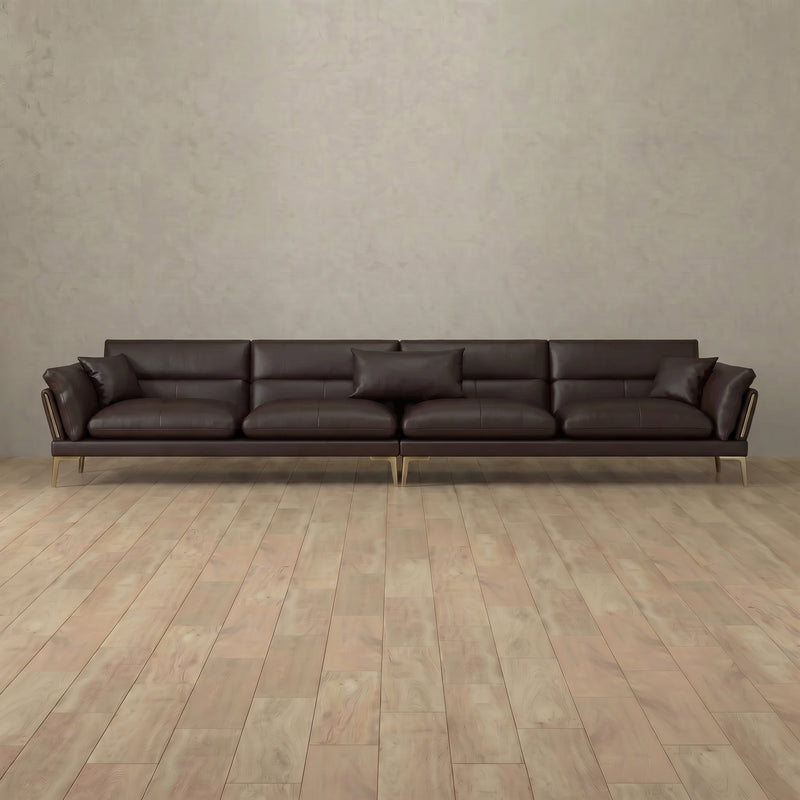 Top Grain Leather::Modern Italian Leather Sofa 4 Seater  Espresso Top Grain Leather 8:TGL