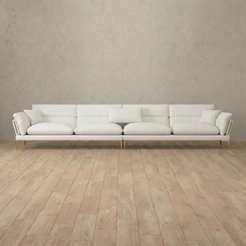 Top Grain Leather::Modern Italian Leather Sofa 4 Seater  OffWhite Top Grain Leather 1:TGL