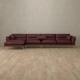 Top Grain Leather::Modern Italian Leather Sofa 4 Seater with Chaise  Burgundy Top Grain Leather v2 [grid:6:TGL]