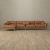 Top Grain Leather::Modern Italian Leather Sofa 4 Seater with Chaise  Cognac Top Grain Leather [grid:4:TGL]
