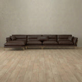 Top Grain Leather::Modern Italian Leather Sofa 4 Seater with Chaise  Espresso Top Grain Leather [grid:8:TGL]