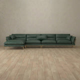 Top Grain Leather::Modern Italian Leather Sofa 4 Seater with Chaise  Forest Green Top Grain Leather [grid:5:TGL]