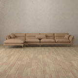 Top Grain Leather::Modern Italian Leather Sofa 4 Seater with Chaise  Latte Top Grain Leather [grid:3:TGL]