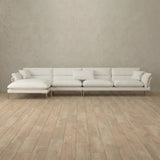 Top Grain Leather::Modern Italian Leather Sofa 4 Seater with Chaise  OffWhite Top Grain Leather [grid:1:TGL]