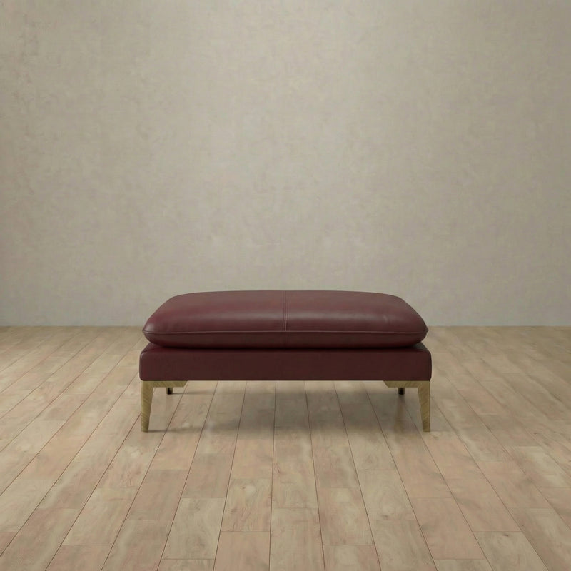Top Grain Leather::Modern Italian Leather Sofa Ottoman Burgundy Top Grain Leather 6:TGL