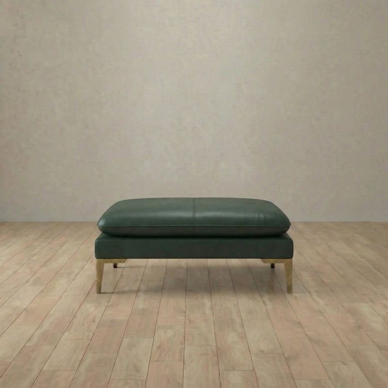 Top Grain Leather::Modern Italian Leather Sofa Ottoman Forest Green Top Grain Leather 5:TGL