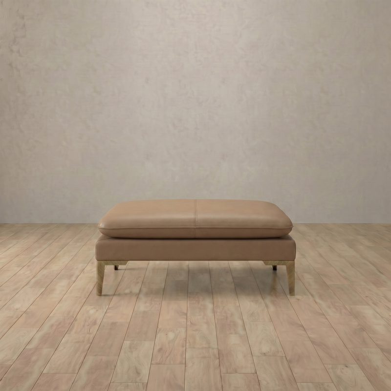 Top Grain Leather::Modern Italian Leather Sofa Ottoman Latte Top Grain Leather 3:TGL