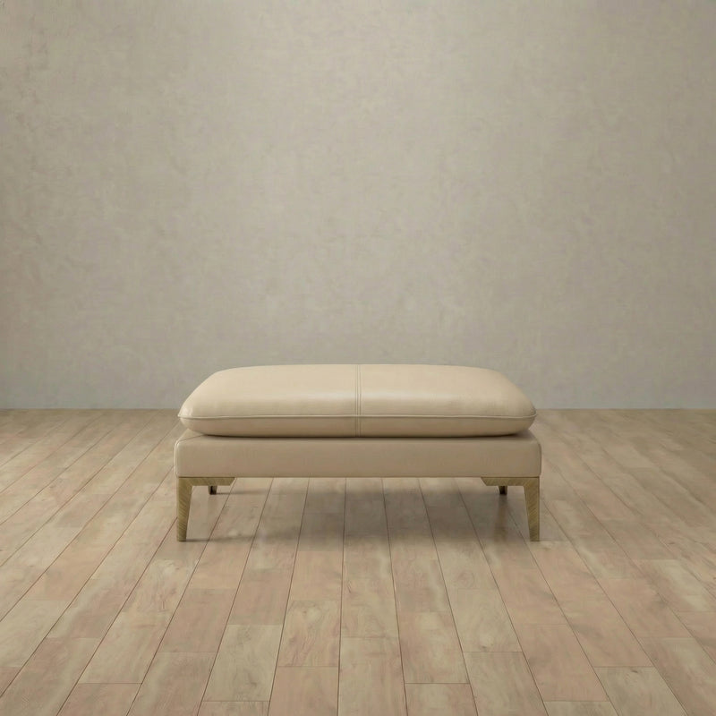 Top Grain Leather::Modern Italian Leather Sofa Ottoman Linen Top Grain Leather 2:TGL