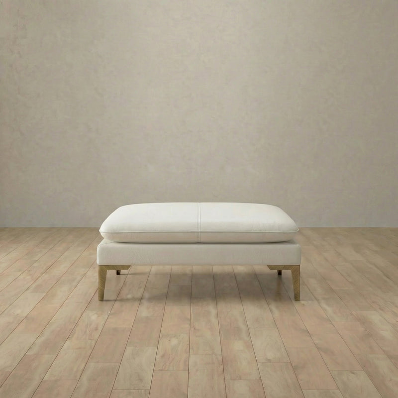 Top Grain Leather::Modern Italian Leather Sofa Ottoman OffWhite Top Grain Leather 1:TGL
