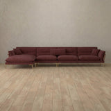 Linen Blend::Modern Italian Sofa  Chaise Sectional (146") Burgundy Linen Blend [grid:2:LB] [grid:6:LB]