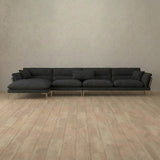 Linen Blend::Modern Italian Sofa  Chaise Sectional (146") Charcoal Linen Blend [grid:7:LB]