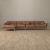 Linen Blend::Modern Italian Sofa  Chaise Sectional (146") Cognac Linen Blend [grid:4:LB]