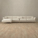 Boucle::Modern Italian Sofa  Chaise Sectional (146") Cream Boucle [grid:2:BCL]