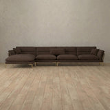 Linen Blend::Modern Italian Sofa  Chaise Sectional (146") Espresso Linen Blend [grid:8:LB]