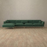 Boucle::Modern Italian Sofa  Chaise Sectional (146") Forest Green Boucle [grid:5:BCL]