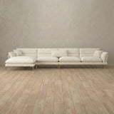 Boucle::Modern Italian Sofa  Chaise Sectional (146") Ivory Boucle
