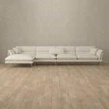 Linen Blend::Modern Italian Sofa  Chaise Sectional (146") Ivory Linen Blend