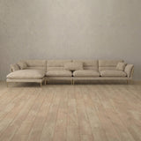 Linen Blend::Modern Italian Sofa  Chaise Sectional (146") Latte Linen Blend [grid:3:LB]