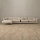 Linen Blend::Modern Italian Sofa  Chaise Sectional (146") Linen Linen Blend