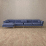 Boucle::Modern Italian Sofa  Chaise Sectional (146") OceanBlue Boucle