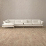 Boucle::Modern Italian Sofa  Chaise Sectional (146") OffWhite Boucle [grid:1:BCL]
