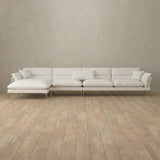 Linen Blend::Modern Italian Sofa  Chaise Sectional (146") OffWhite Linen Blend [grid:1:LB]