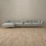 Boucle::Modern Italian Sofa  Chaise Sectional (146") Pewter Boucle