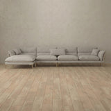 Linen Blend::Modern Italian Sofa  Chaise Sectional (146") Pewter Linen Blend