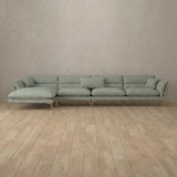 Linen Blend::Modern Italian Sofa  Chaise Sectional (146") Sage Linen Blend