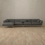Linen Blend::Modern Italian Sofa  Chaise Sectional (146") Smoke Linen Blend
