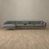 Boucle::Modern Italian Sofa  Chaise Sectional (146") Stone  Boucle