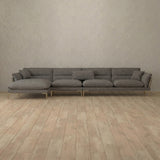 Linen Blend::Modern Italian Sofa  Chaise Sectional (146") Stone Linen Blend