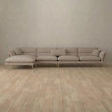 Linen Blend::Modern Italian Sofa  Chaise Sectional (146") Taupe Linen Blend