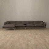 Linen Blend::Modern Italian Sofa  Chaise Sectional (146") Truffle Linen Blend