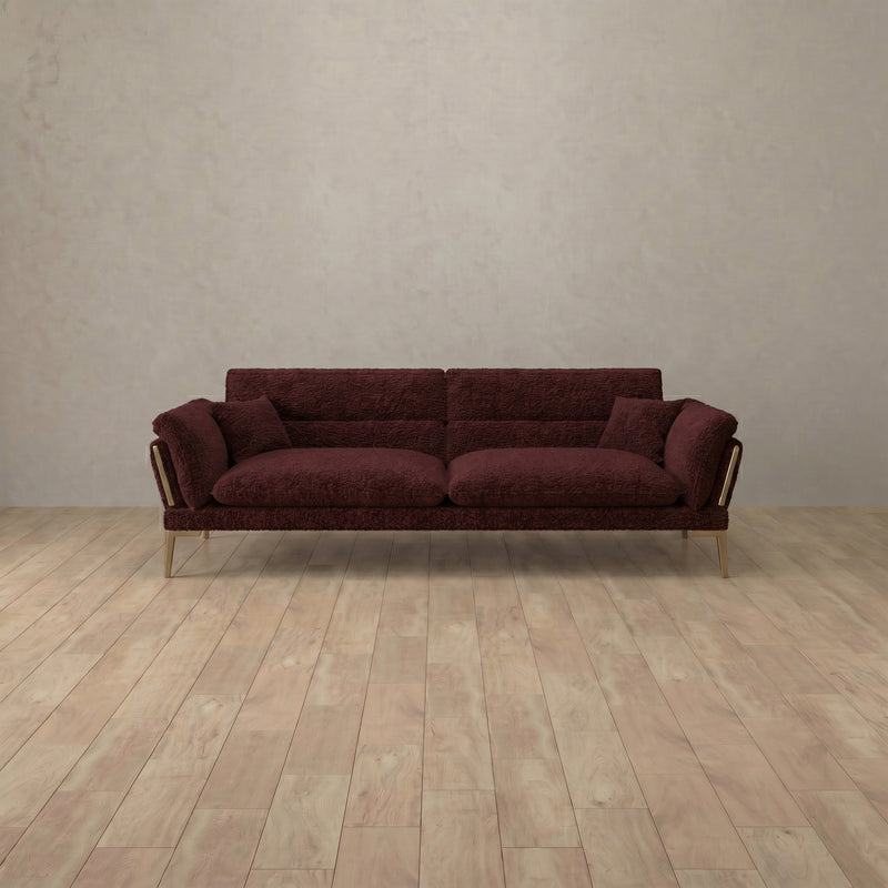 Boucle::Modern Italian Sofa  Loveseat (73") Burgundy Boucle 6:BCL