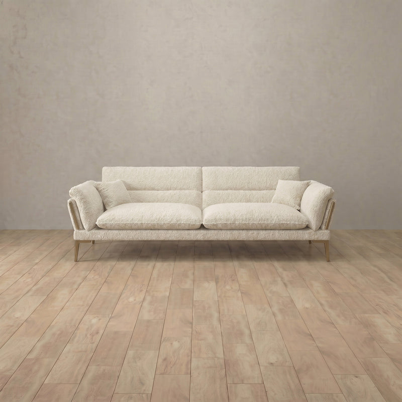 Boucle::Modern Italian Sofa  Loveseat (73") Cream Boucle 2:BCL