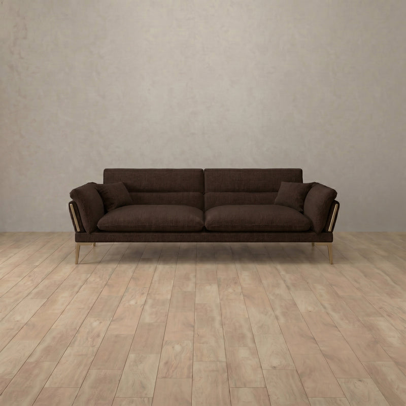 Linen Blend::Modern Italian Sofa  Loveseat (73") Espresso Linen Blend 8:LB