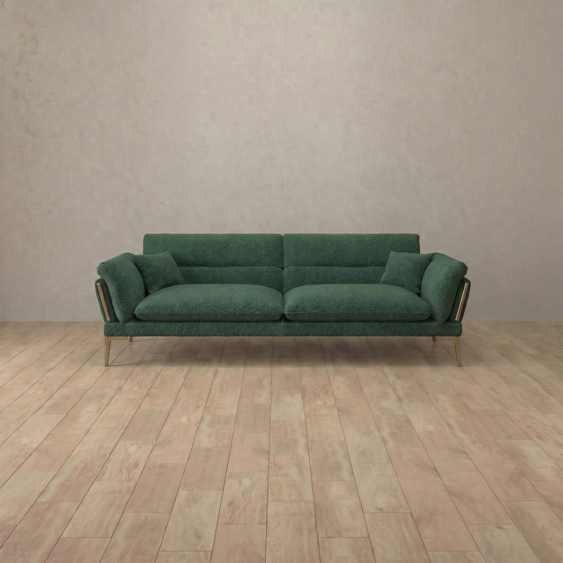 Boucle::Modern Italian Sofa  Loveseat (73") Forest Green Boucle 5:BCL