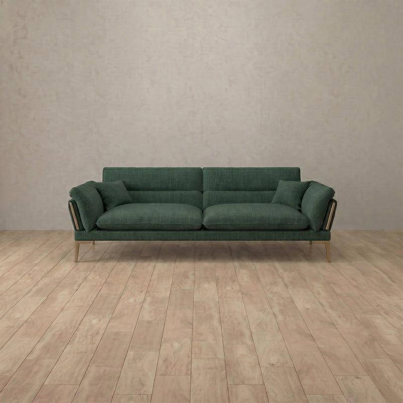 Linen Blend::Modern Italian Sofa  Loveseat (73") Forest Green Linen Blend 5:LB