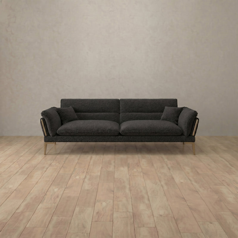 Boucle::Modern Italian Sofa  Loveseat (73") Smoke 2 Boucle 7:BCL