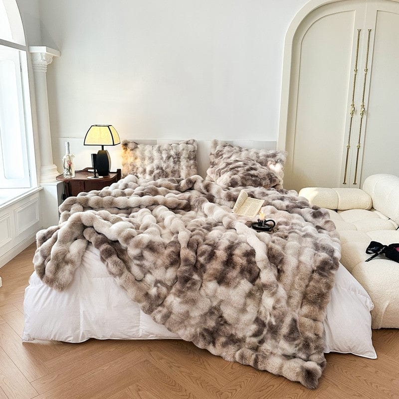 Tie Dye Rabbit Faux-Fur Blanket Throw - Main Image