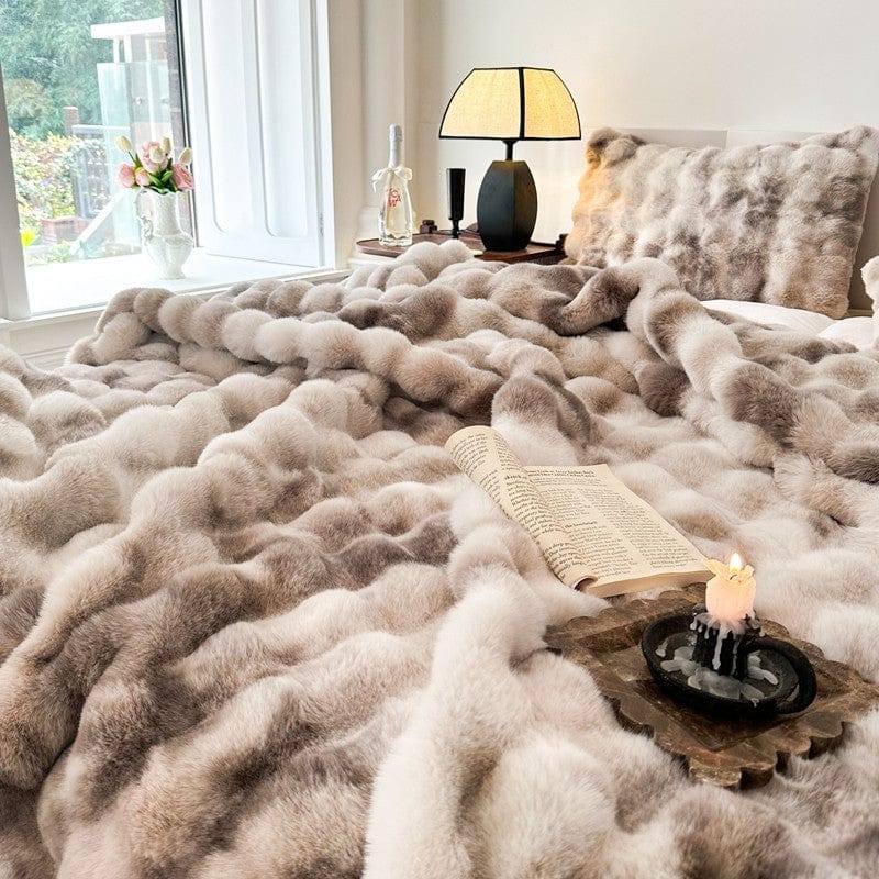 Tie Dye Rabbit Faux-Fur Blanket Throw — lifestyle