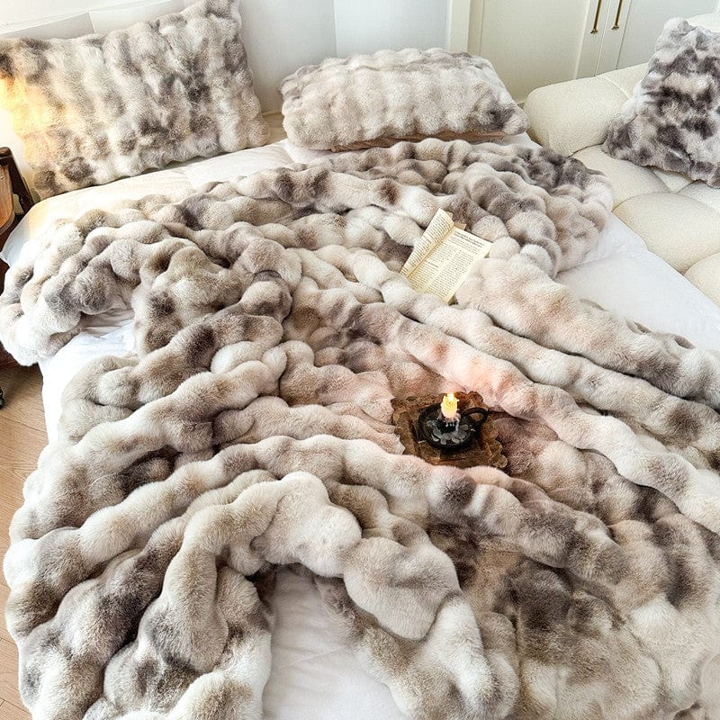 Tie Dye Rabbit Faux-Fur Blanket Throw — lifestyle