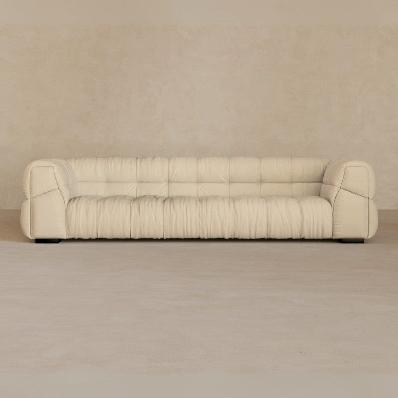 3 Seater 9ft-Top Grain Leather-Linen