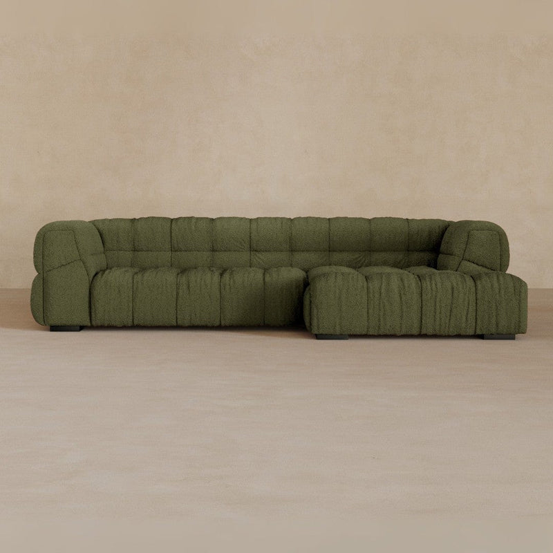 Left Chaise 111 Inches-Boucle-Olive