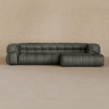 Left Chaise 111 Inches-Full Grain Leather-Graphite