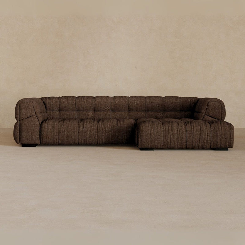 Left Chaise 111 Inches-Linen Blend-Espresso