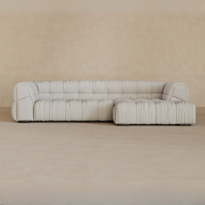 Left Chaise 111 Inches-Linen Blend-Ivory